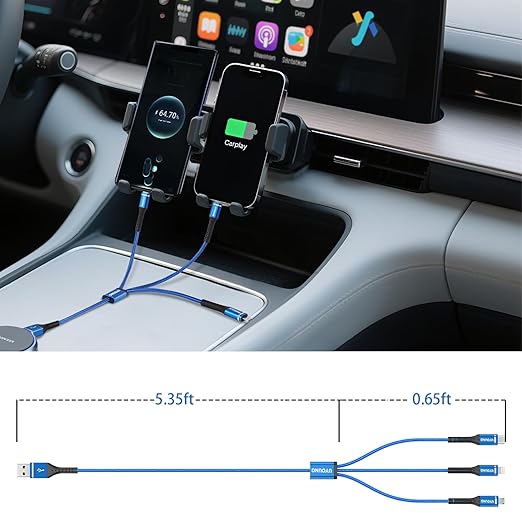 Multi Charging Cable 2Pack 6FT, 3 in 1 Charger Cable Braided Universal Phone Charging Cord with Lightning/Type C/Micro USB Ends, Multiple USB Cable for iPhone/Samsung/Google Cell Phones and More