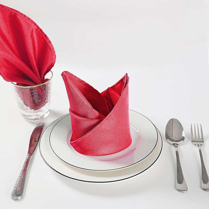 Cloth Napkins 20x20 inch Washable Polyester Dinner Napkins Soft Table Napkins for Wedding Party Dining Banquet(Red,50PCS)