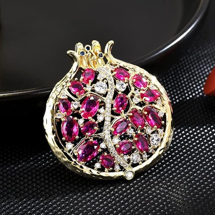 Fruit Brooch Austrian Crystal Rhinestone Brooch 18K Gold Plated Birthstone Lapel Pin Jewelry Birthday Gifts for Women Men