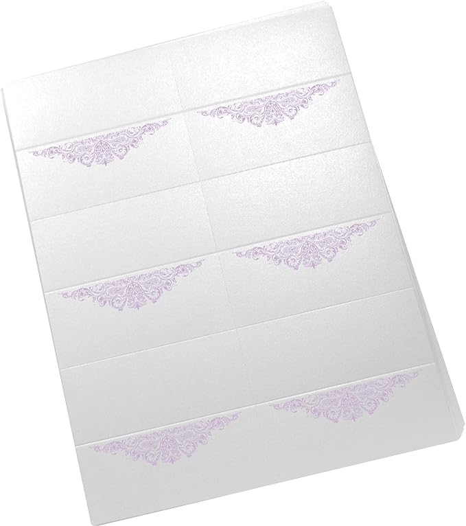 Paisley Printable Place Cards, Lavender (Choose Color), Set of 60 (10 Sheets), Laser & Inkjet Printers - Wedding, Party, Dinner, and Special Events - Made in the USA