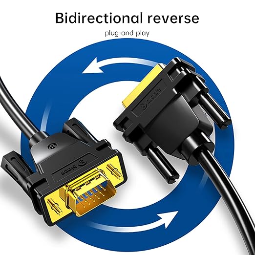 DVI to VGA Cable 6ft/1.8m [DVI-I 24+5 Pin Male to VGA Male] - Gold-Plated Connector for PC, Monitor, Projector - Compatible with Desktop, Laptop, GPU