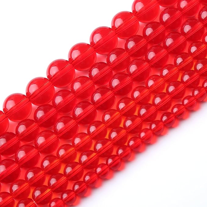 4mm 92pcs Garnet Red Glass Crystal Beads Natural Stone Beads for Jewelry Making Crystal Energy Healing Power Stone Beads DIY Bracelet Necklace Accessories (Red Glass, 4mm)