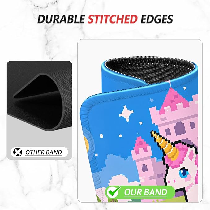ITNRSIIET Mouse Pad Non-Slip Rubber Base Smooth Surface Stitched Edges Waterproof Durable Compatible with All Mice for Office & Gaming, Desk Accessory, 10.2x8.3x0.12 inch, PixelCastle