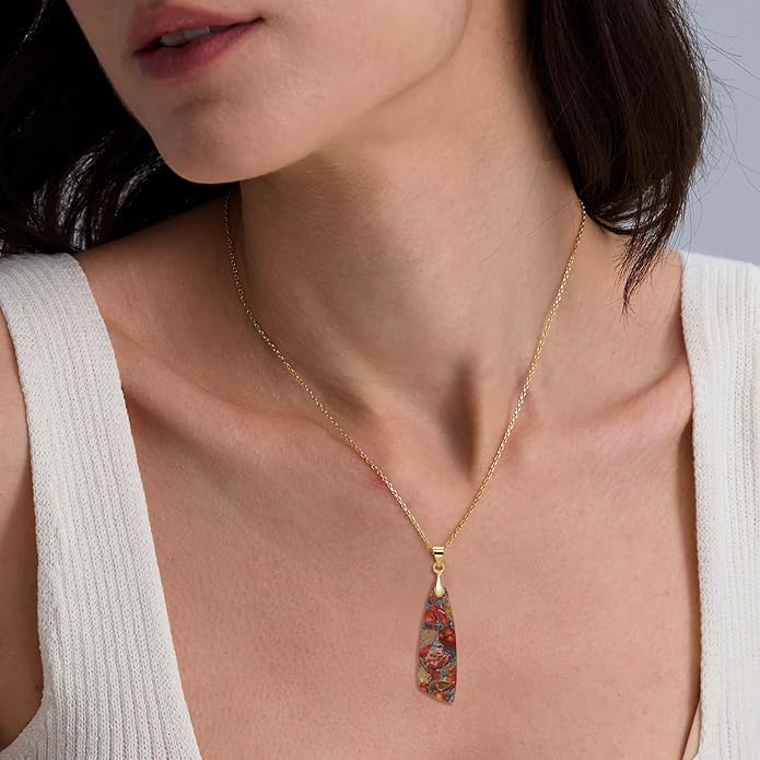 Nature Stone Necklaces for Women Boho Pendant Necklace 18K Gold Chain Necklaces