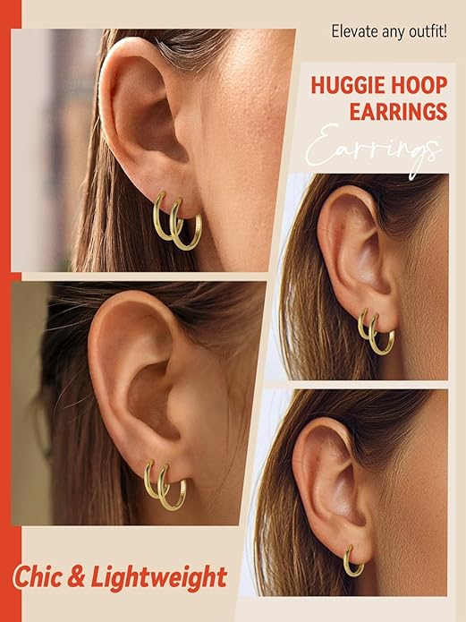 FaithHeart Sterling Silver Hoop Earrings for Women, Hypoallergenic Huggie Hoop Earrings Lightweight Small Cartilage Earrings Hoop Earring Dainty Everyday Earrings 6/8/10/12/14/15/16/18/20mm