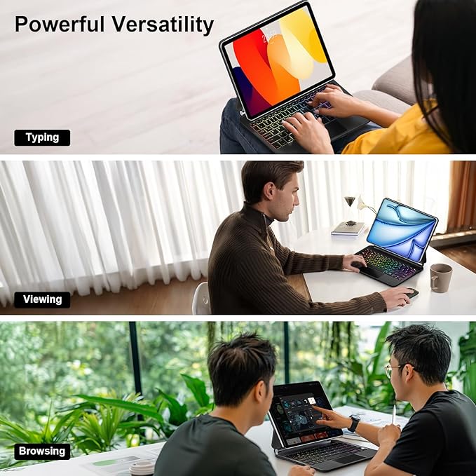 Keyboard Case for iPad Air 13 inch (M3 2025/M2, 2024),iPad Pro 12.9 inch (3/4/5/6th Gen)，Magic-Style Magnetic – Floating Cantilever Stand – Backlit Keyboard Case with Multi-Touch Trackpad