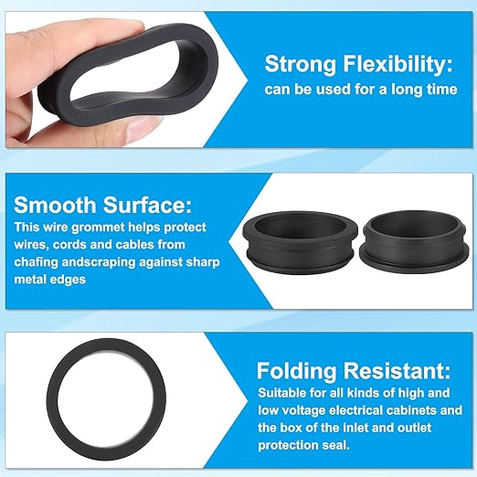 PATIKIL 52.6mm / 2-1/16 Inch Drill Hole,1-13/16 Inch ID Rubber Grommets, 3Pcs Top Hat Grommet for Wiring Eyelet Ring Gasket Automotive Firewall Cable Hole Plugs Wires Protection, Black