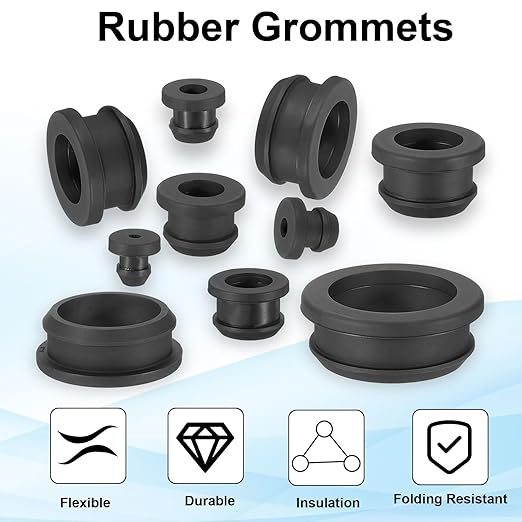 PATIKIL 11.5mm / 7/16 Inch Drill Hole,5/16 Inch ID Rubber Grommets, 12Pcs Top Hat Grommet for Wiring Eyelet Ring Gasket Automotive Firewall Cable Hole Plugs Wires Protection, Black