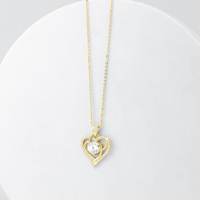 Valentines Day Moissanite Pendant Necklace for Women – 925 Sterling Silver Necklace for Women Heart Pendant, Dainty Silver Jewelry Gift Box for Mom Wife Girlfriend – Birthday Anniversary