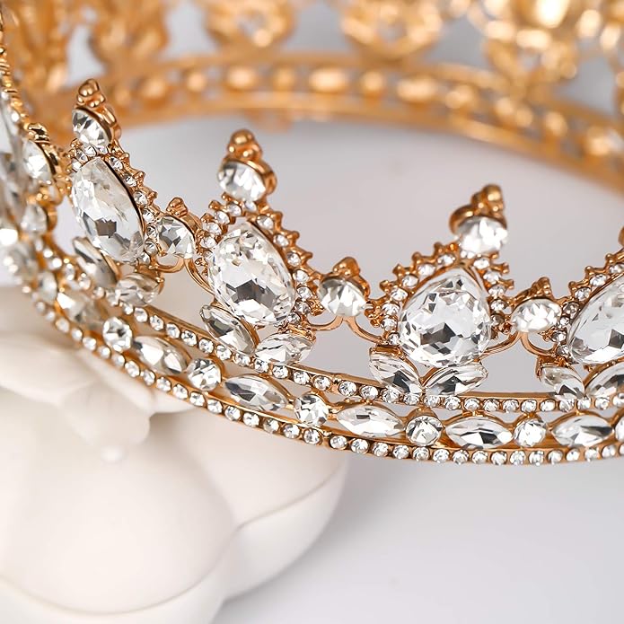 FORSEVEN Queen Crown Rhinestone Wedding Crowns and Tiaras for Women Costume Party Hair Accessories Princess Birthday Crown Crystal Bridal Crown Halloween Decorations Headband