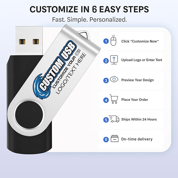 ABLAZE Custom Flash Drive 256MB 100 Pack, Personalized USB Drives Custom USB 2.0 Thumb Drives 100 Pack Memory Stick (Mixcolors)
