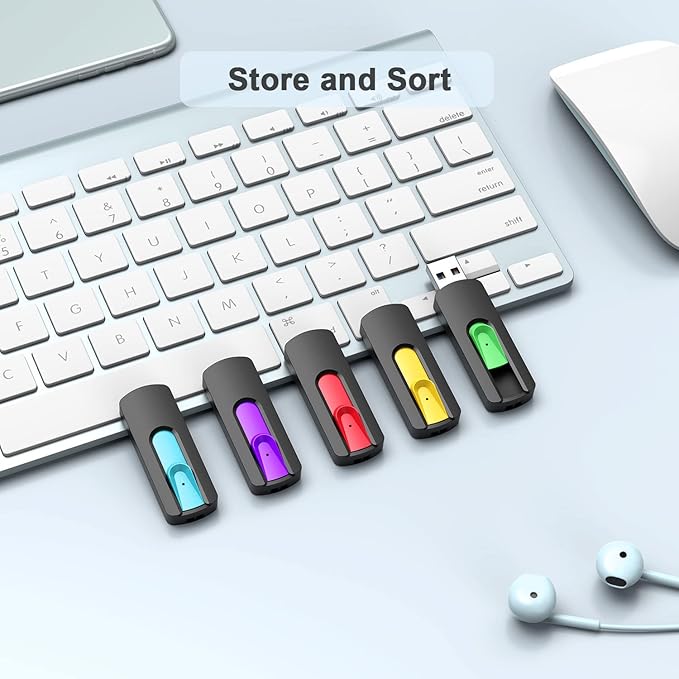Aiibe 5 Pack 128GB Flash Drive 3.0, Upgraded 130MB/s USB 3.0 Flash Drive Retractable USB Drive Portable Thumb Drive Colorful Memory Stick Multi Pack (Cyan, Green, Purple, Red, Yellow)