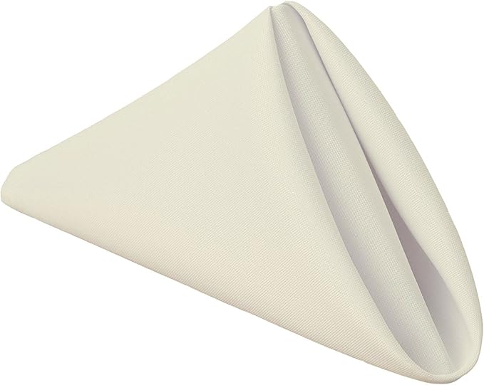 Gee Di Moda Cloth Napkins - 17 x 17 Inch Ivory Dinner Napkins - Set of 12 Soft & Absorbent Washable Fabric Cloth Table Napkins with Hemmed Edges for Hotel Restaurant, Holiday Parties & Wedding