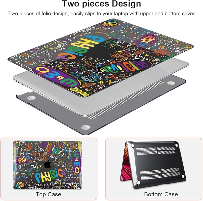 Compatible with MacBook Air 13 inch Case M1 A2337 A2179 A1932 2021 2020 2019 2018 Release with Retina Display & Touch ID, Crystal Black Pattern Plastic Hard Shell Cover, Physical Chemistry