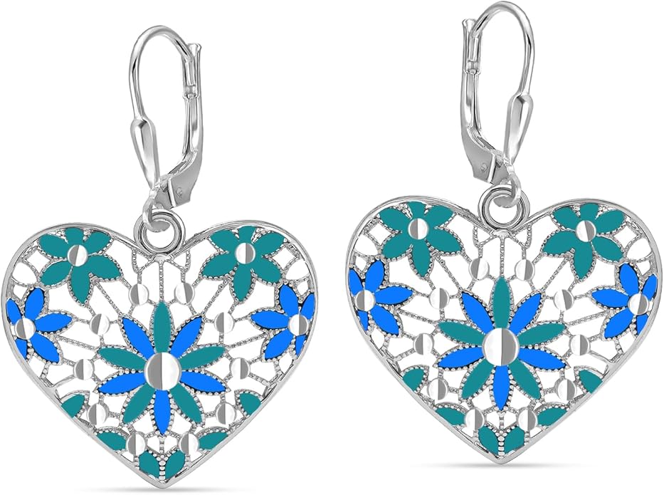 LeCalla 925 Sterling Silver Teardrop Drop Earrings for Womens | Lightweight Italian Minimalist Teardrop Filigree Earrings | Filigree Circle Drop Dangle Earrings for Women Birthday Gift