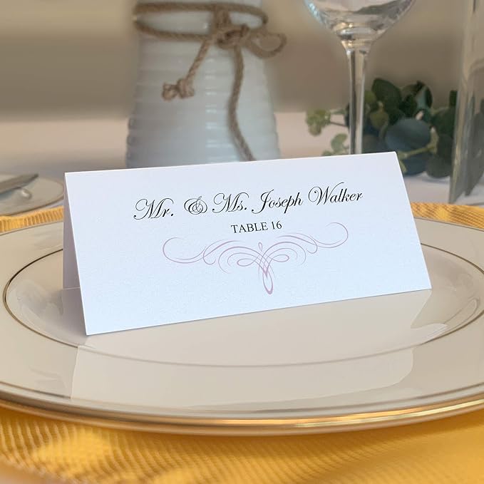 Decadent Flourish Printable Place Cards, Lavender (Choose Color), Set of 150 (25 Sheets), Laser & Inkjet Printers - Wedding, Party, Dinner, and Special Events - Made in the USA