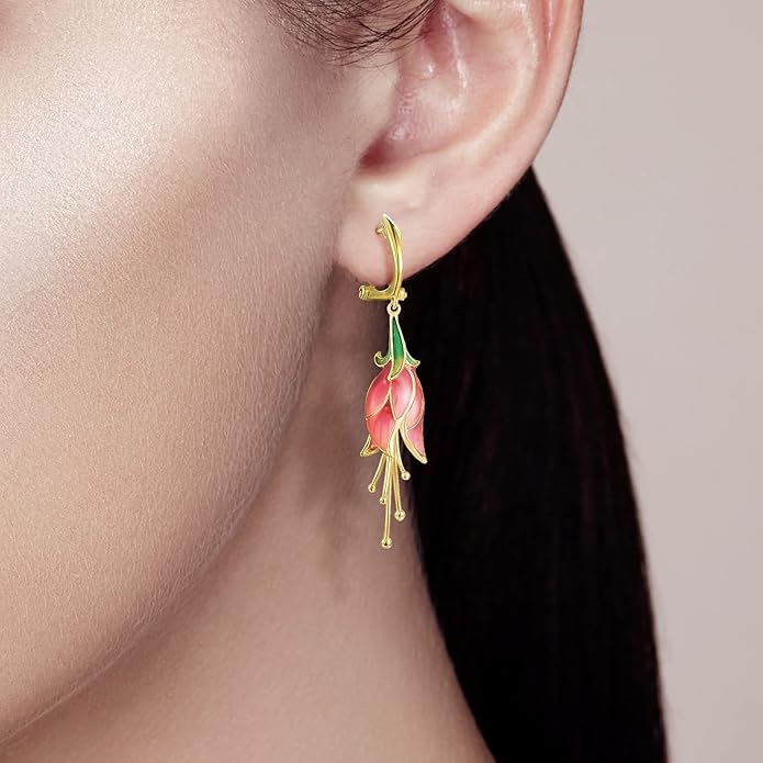 Santuzza Sterling Silver Enamel Tulip Earrings for Women