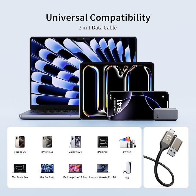 Yottamaster 512GB External SSD, Up to 460MB/s 2 in 1 USB C Cable & Lanyard Portable Solid State Drives, Supports 4K ProRes HDR Compatible with iPhone 16 Pro Max, Smartphone, Tablet, Laptop