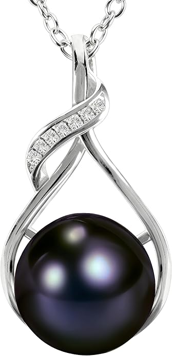 AAA+ 9mm Natural Black pearl necklace for women - Real pearl necklaces for women (18k gold platted 925 sterling Silver)- Wedding anniversary's gift for wife - Luxury birthday gifts for woman - Birthday gift for wife