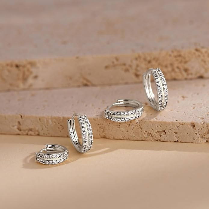 Small Gold Huggie Hoop Earrings Set for Women Men Hypoallergenic 14K Plated Stack Cartilage Earrings, Multiple Piercing Lightweight Mini Thin Cute Dainty Trendy Jewelry Set Christmas Gifts for Women