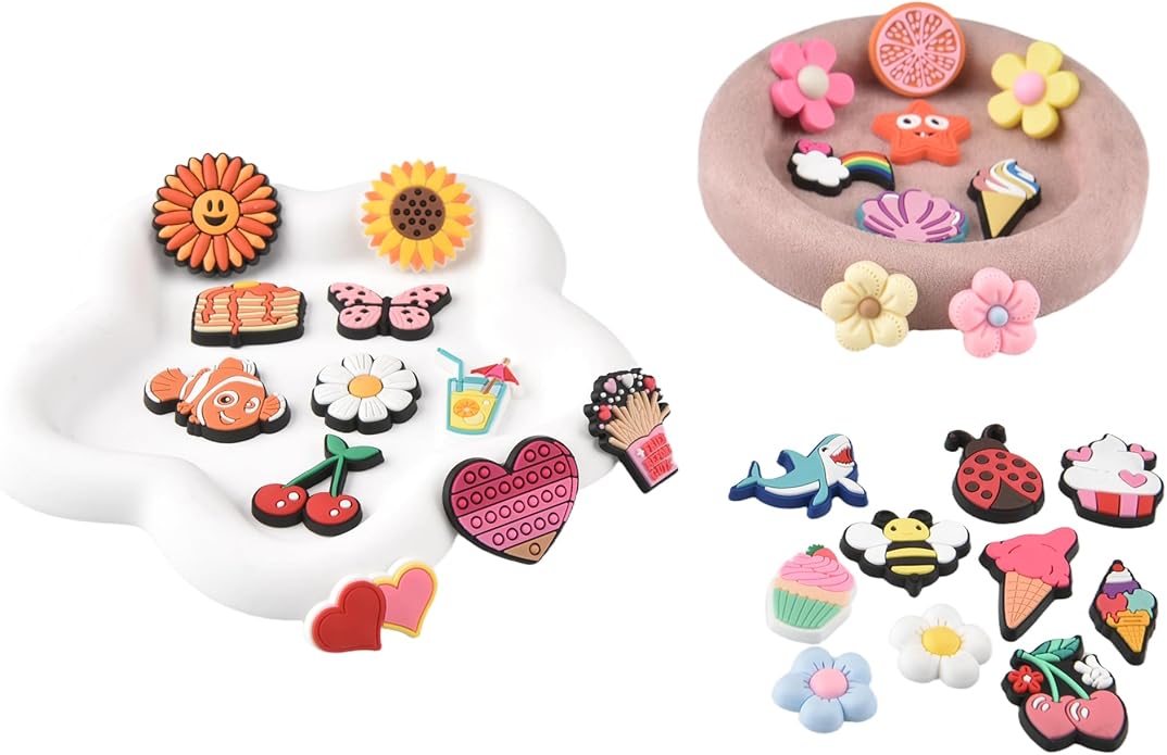 20PCS Cute Shoe Charms for Girls Teens - PVC Flower, Rainbow, Dessert Shoe Clips Decorations for Holely Shoes, Sneakers, Casual Footwear