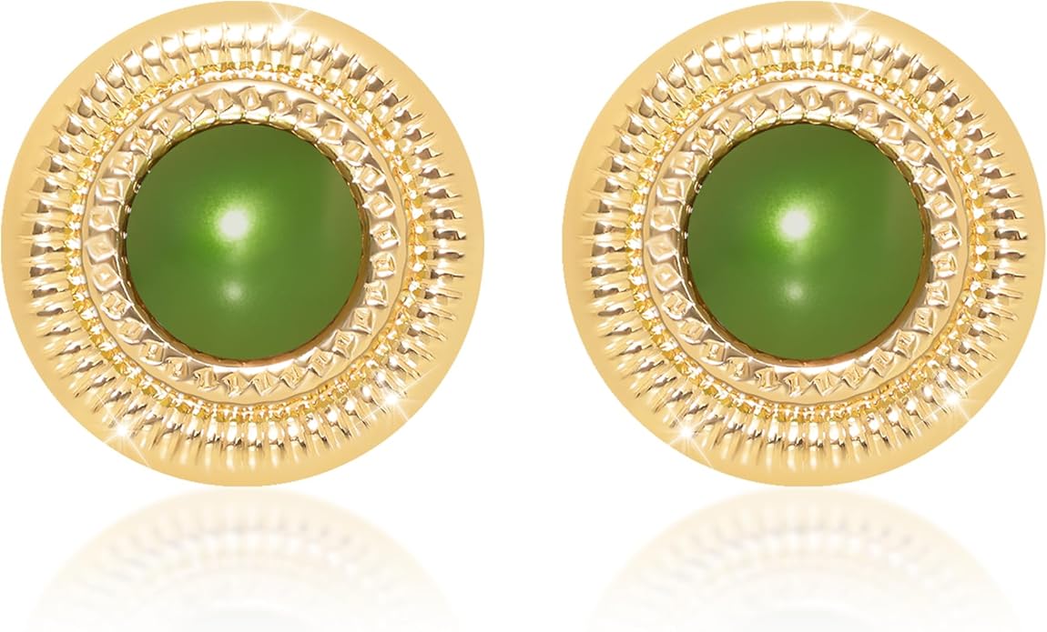 Faux Pearl Gold Plated Stud Earrings for Women, Hypoallergenic Stainless Steel Ear Pin, Available in a Variety of Pearl Colors