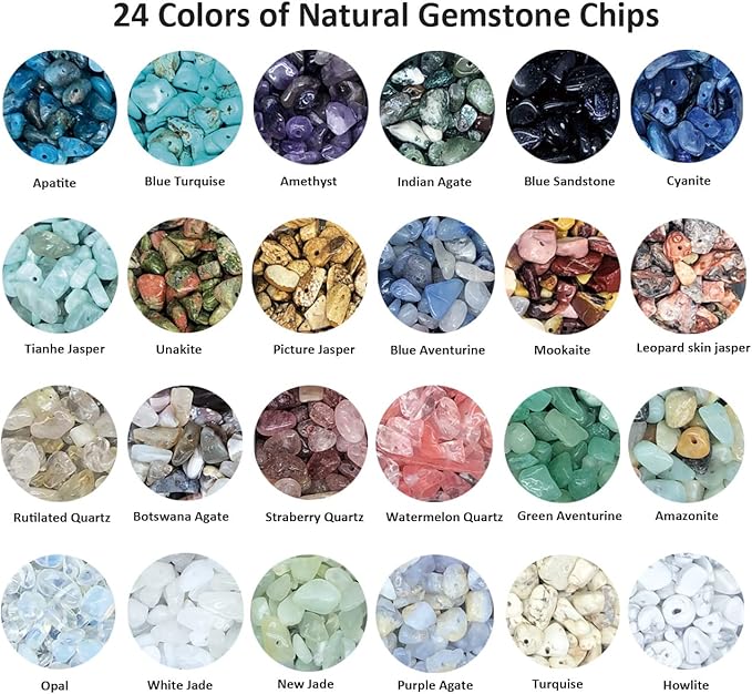 Gemstone Beads Natural Irregular Shaped Stone Chips Crystal Energy Healing Power for Jewelry Making(24 Materials-1)