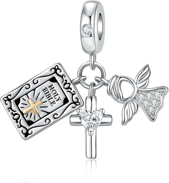 Bible Family Mom Wife Love Heart Dangle Charm 925 Sterling Silver Charms fits Bracelets and Necklace Pendant Bead Charms Jewelry Present for Women Family Friends