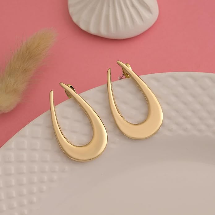 18K Gold Plated Sculptural Earrings Set for Women – Hypoallergenic, Lightweight, Modern Hoop & Drop Styles – 6 Bold Statement Designs – Christmas, Holiday, Thanksgiving Gift, Halloween