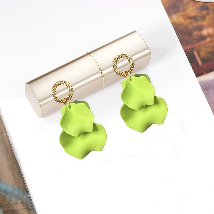 Anmpab Statement Matte Rose Flower Petal Stud Earrings for Women Dangly Floral Petal Earrings Jewelry Accessories Romantic Gifts for Her Women