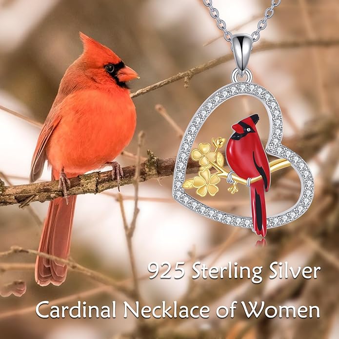 YFN 925 Sterling Silver Hummingbird/Cardinal/Cat Necklace for Women Animal Pendant with Adjustable 18"+2" Chain Jewelry Gift for Christmas, Valentine's Day, Mother's Day, Birthday-Gift Box Included