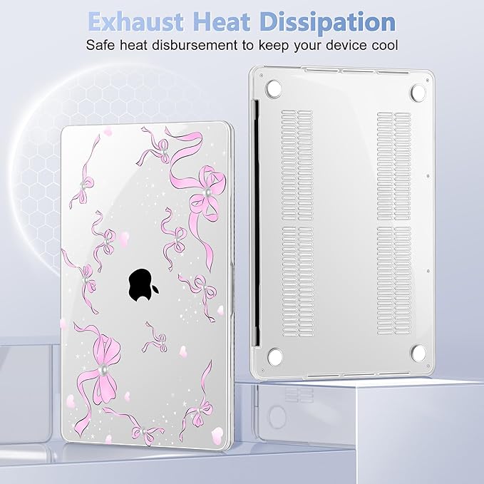 May Chen for MacBook Pro 13 inch Case 2022 2021 2020 Release A2338 M2 M1 A2289 A2251, Plastic Crystal Hard Shell Case Cover for MacBook Pro 13 inch Touch Bar Fits Touch ID, Pearl Bow