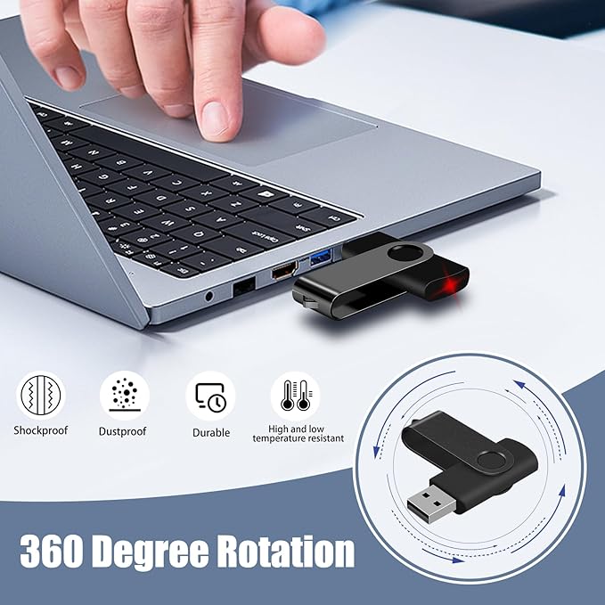 EASTBULL USB Flash Drive Bulk 8GB 200 Pack with Lanyards USB 2.0 Thumb Drive Bulk Memory Stick Swivel Pen Drive for Storage and Backup 8GB 200 Pack