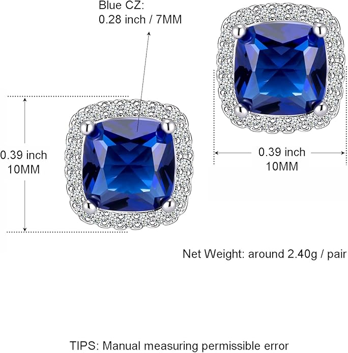 YOMELA Cubic Zirconia Earrings Studs, Halo CZ Birthstone Simulated Diamond Stud Earrings for Women