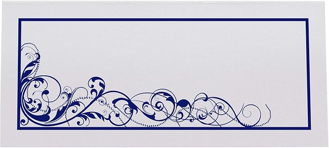 Scribble Vintage Swirl Place Cards, Navy (Choose Color), Set of 60, Pre-cut and Scored - Wedding, Party, Dinner, and Special Events - Made in the USA