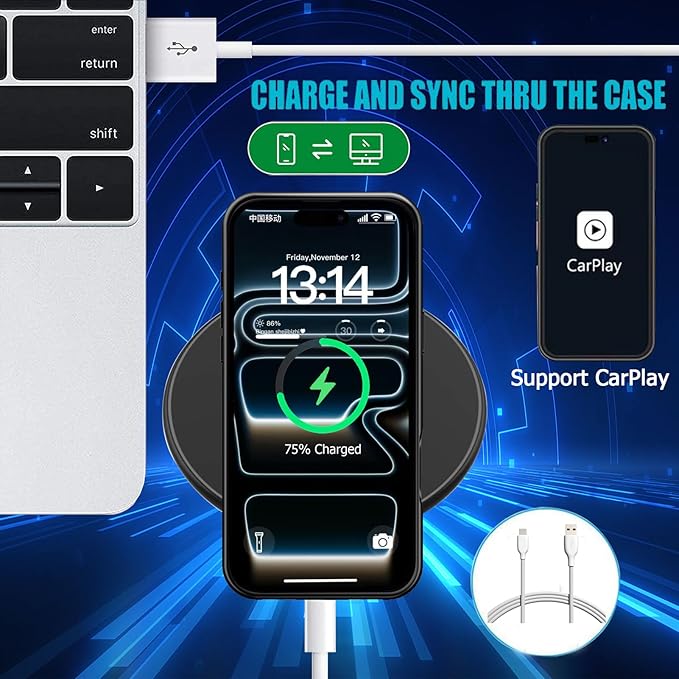Battery Case for iPhone 17 Pro Max, Upgraded 12000mAh Rechargeable Portable Extended Battery Pack Supported Qi Wireless Charging Case Compatible with iPhone 17 Pro Max (6.9 inch) Charger Cover (Black)