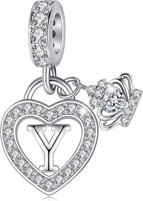Letter Charms for Charms Bracelet: Silver Heart Alphabet Initial Dangle Charms Bead for Bracelets and Necklaces, Birthday Mother's Day Christmas Jewelry Gifts For Women