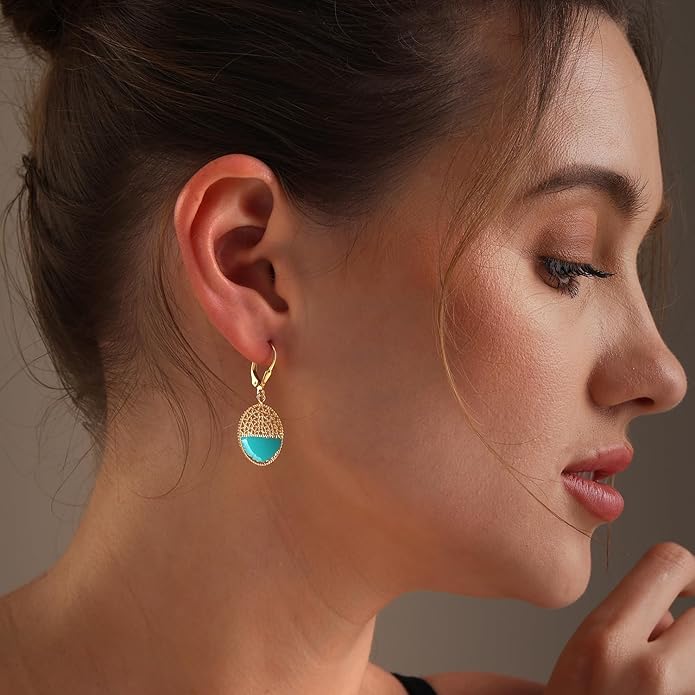 LeCalla 925 Sterling Silver Teardrop Drop Earrings for Womens | Lightweight Italian Minimalist Teardrop Filigree Earrings | Filigree Circle Drop Dangle Earrings for Women Birthday Gift