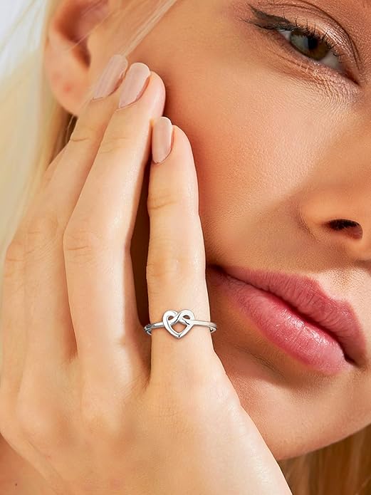 Bestyle 925 Sterling Silver Ring for Women, Minimalist Claddagh Ring Celtic Knot Ring for Women, Irish Promise Wedding Band, Gold/Rose Gold Vermeil Women Band Ring, Stackable, Gift for Her