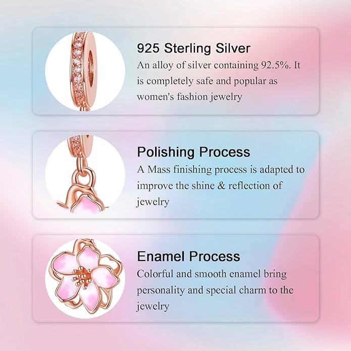 Birthday Fashion Love Heart Dangle Charm 925 Sterling Silver Charms fits Bracelets and Necklace Pendant Bead Charms Jewelry Present for Women Family Friends