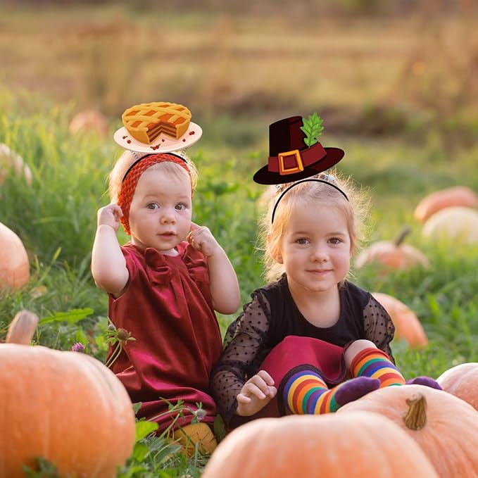 Your Little Lovely 8PCS Thanksgiving Turkey Headband Decorations - Fall Pumpkin Head Boppers Party Favors Accessories Supplies