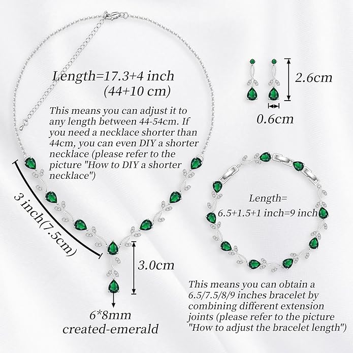 GZWHD Wedding Jewelry Sets for Bride Bridesmaid Women Cubic Zirconia Necklace Earrings Bracelet Set Gift for Mother Friend Wife Daughter Sister Party Prom Jewelry
