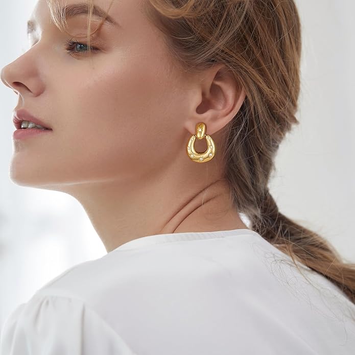Clip on Earrings for Women Hypoallergenic Statement Retro Clip Earrings 14K Gold/Silver Plated Hoop Dangle Earrings 5A Cubic Zirconia Round Multiple Styles for Women Fashion Trendy Jewelry Gifts
