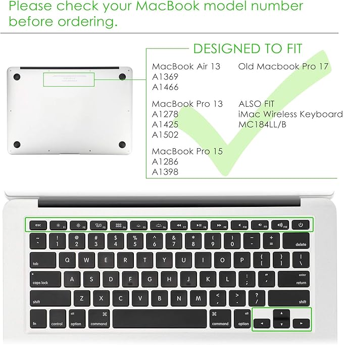 Allinside Gray Ombre Keyboard Cover Skin for MacBook Pro 13" 15" 17" (2015 or Older Version), MacBook Air 13" A1369/A1466, Older iMac Wireless Keyboard MC184LL/B