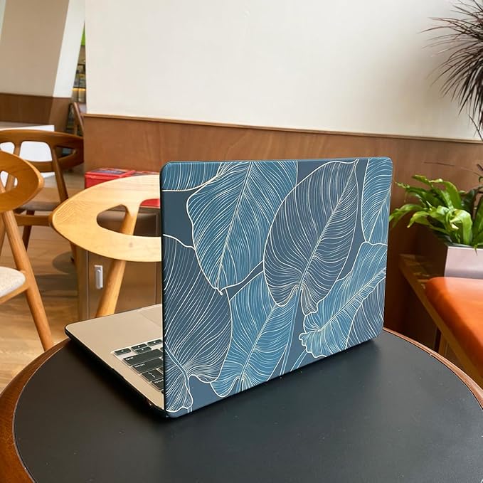 Teryeefi Hard Shell Case + Keyboard Cover + Screen Protector for MacBook Air 13 inch M1, Green Leaf