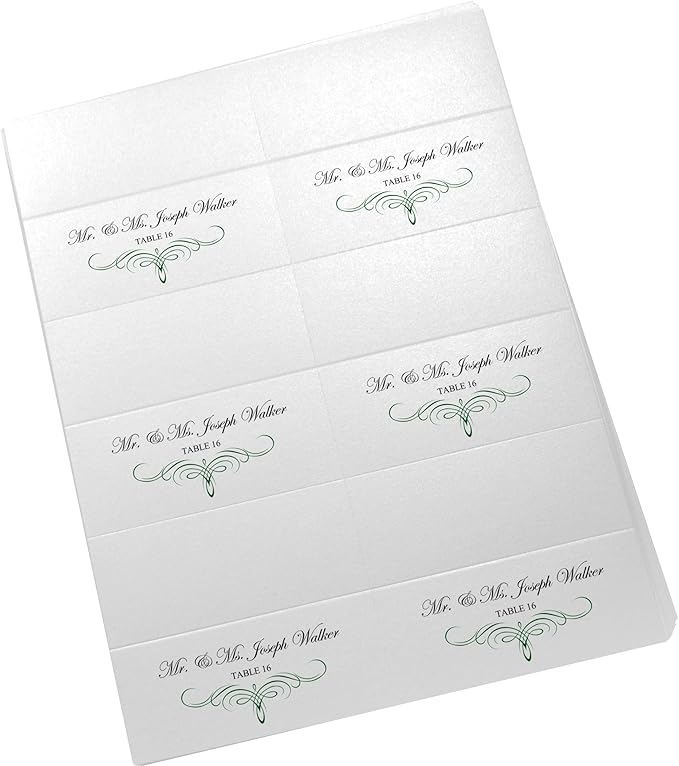 Decadent Flourish Printable Place Cards, Hunter Green (Choose Color), Set of 150 (25 Sheets), Laser & Inkjet Printers - Wedding, Party, Dinner, and Special Events