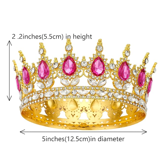 Queen Golden Rose Rhinestone Tiaras for Women - Costume Party Hair Accessories Princess Birthday Tiara Crystal Bridal Crown