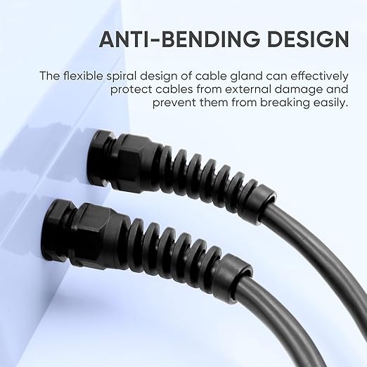 Strain Relief Cord Connector,LISTENJIALE 2Pcs NPT 1/2" Waterproof Cable Gland Flex Spiral Strain Relief Adjustable 6-12mm Cable Connector Nylon Joint with Gaskets(Black)