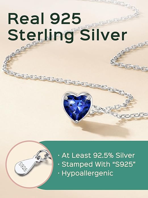 ChicSilver 925 Sterling Silver 12 Months Sparkling Round Cut Created Birthstone Pendant Necklace, 16 Inch Rolo Chain