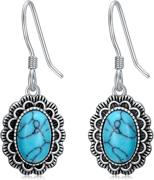Western Earrings for Women 925 Sterling Silver Turquoise Western Country Dangle Drop Earrings Country Jewelry Gifts for Cowgirl Cowboy